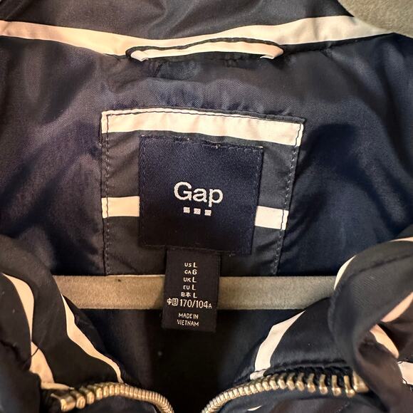 Gap Vest Women's Large Navy Blue White Stripe Sailing Zip up - Picture 3 of 4